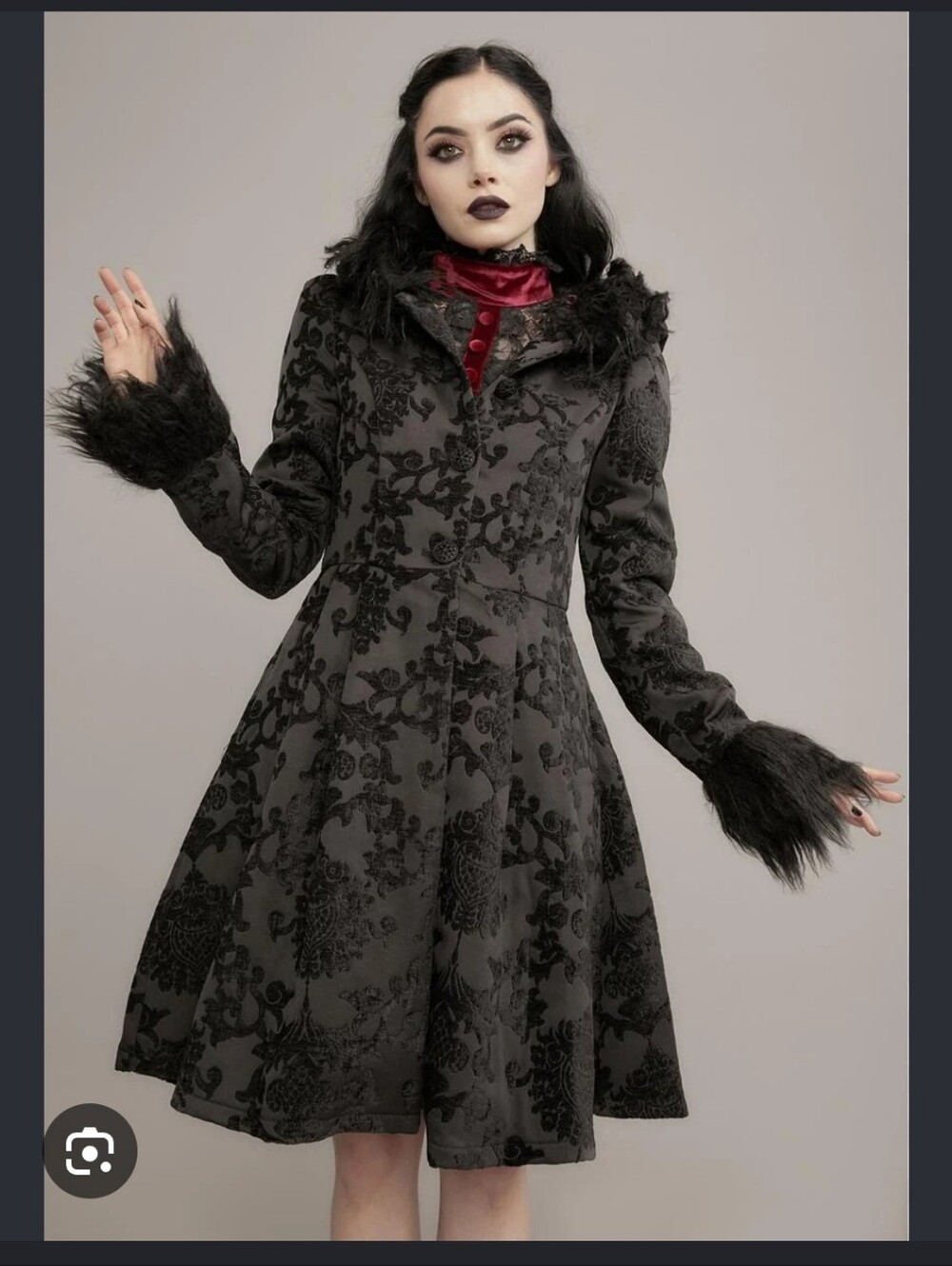 Widow Flared Brocade Coat